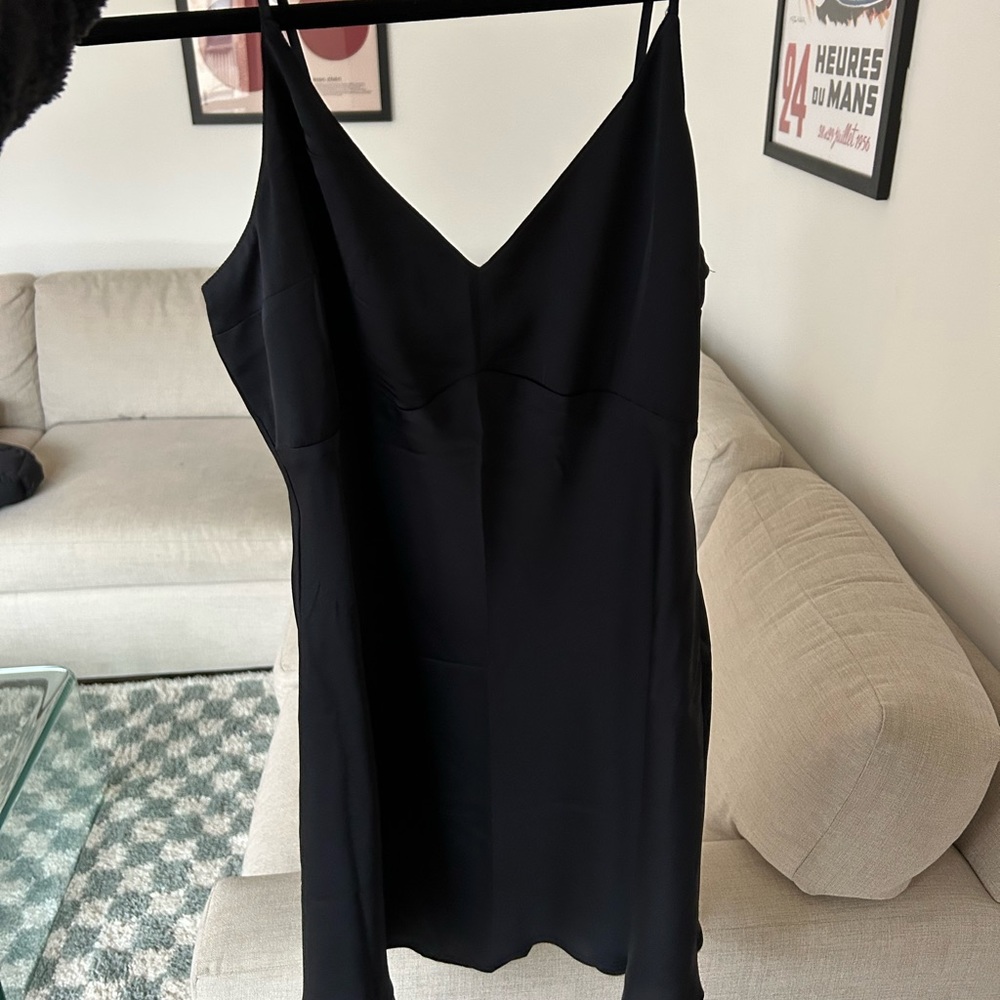 Abercrombie black satin mini slip dress size M